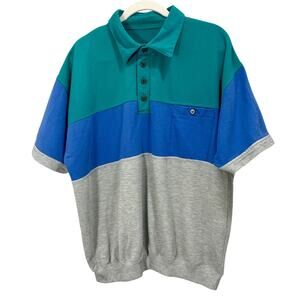 Vintage 90s Hill & Archer Colorblock Quarter Button Collared Medium Weight Shirt